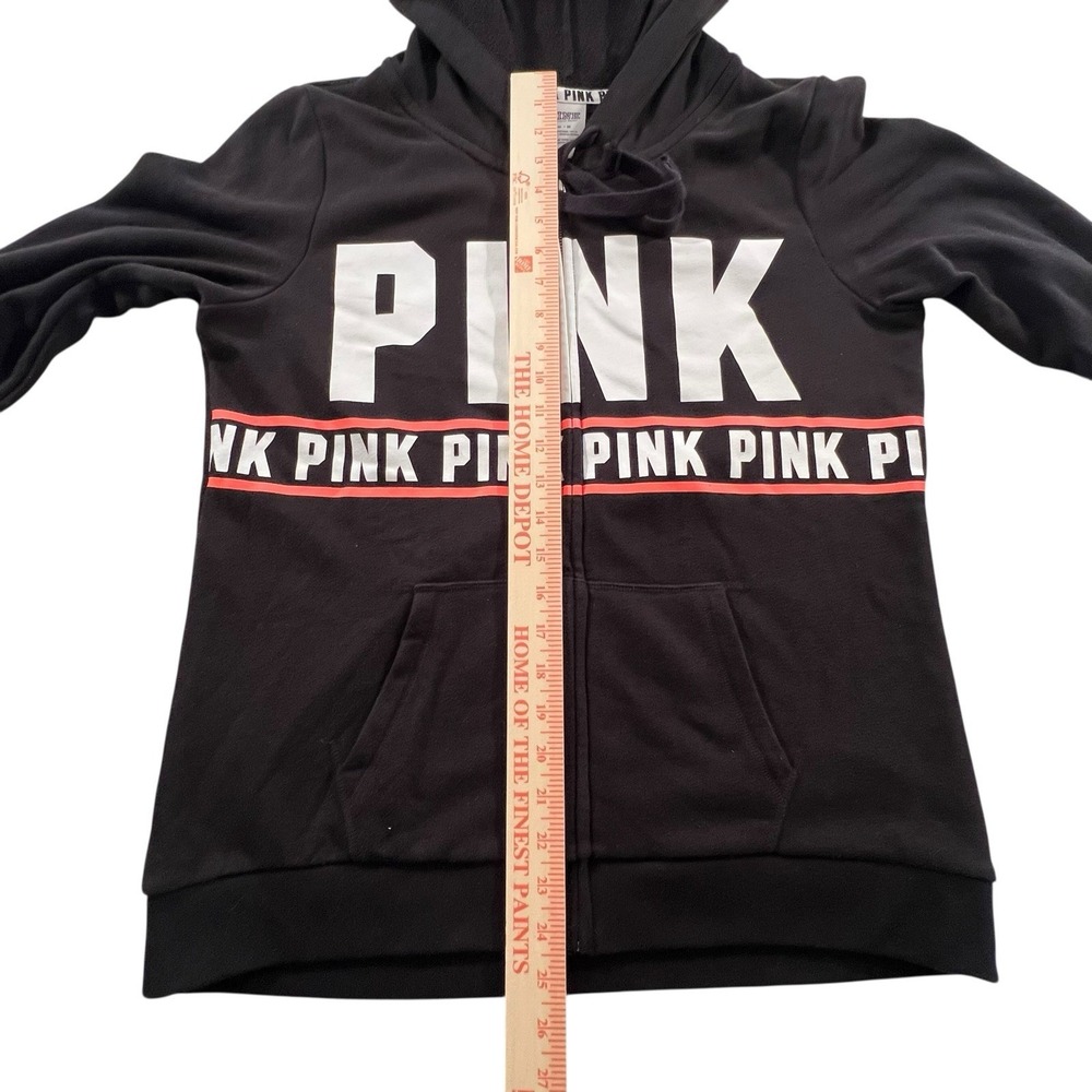 Victoria's Secret PINK Black Full Zip Hoodie Sweatshirt Women's Medium - Picture 4 of 10